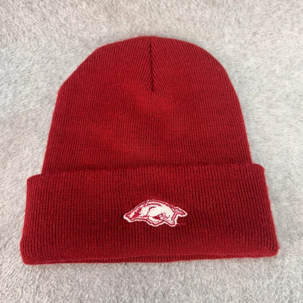 Arkansas Razorbacks Unisex Red Top of the World Beanie Knit Hat OSFA
